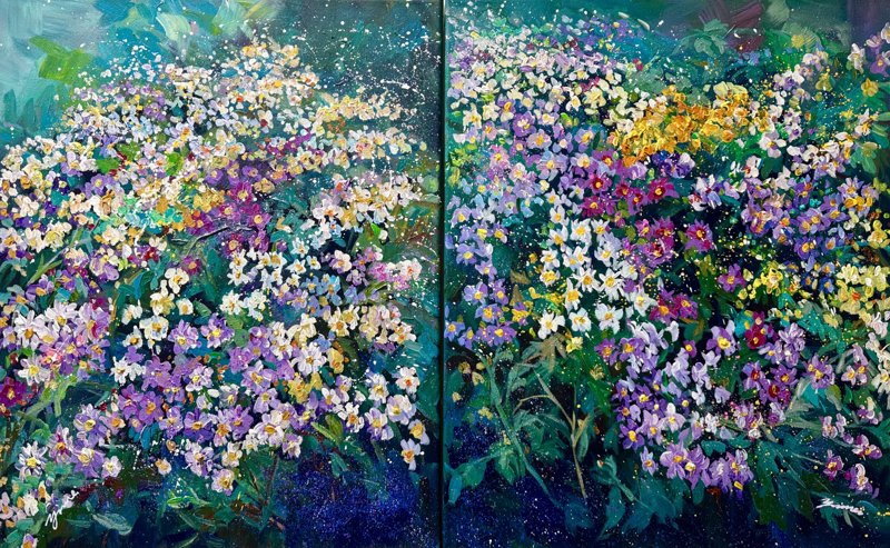 In Bloom, In Thought 2 Set Of Two Acrylic 16X 20 Each
