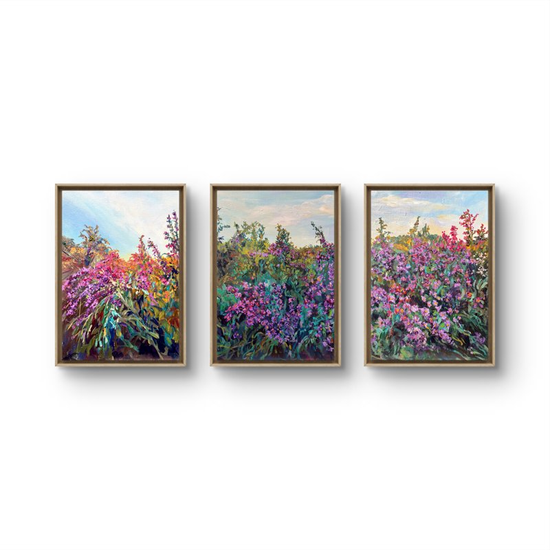 In Bloom, In Thought 6 Set Of Three Acrylic 12X16