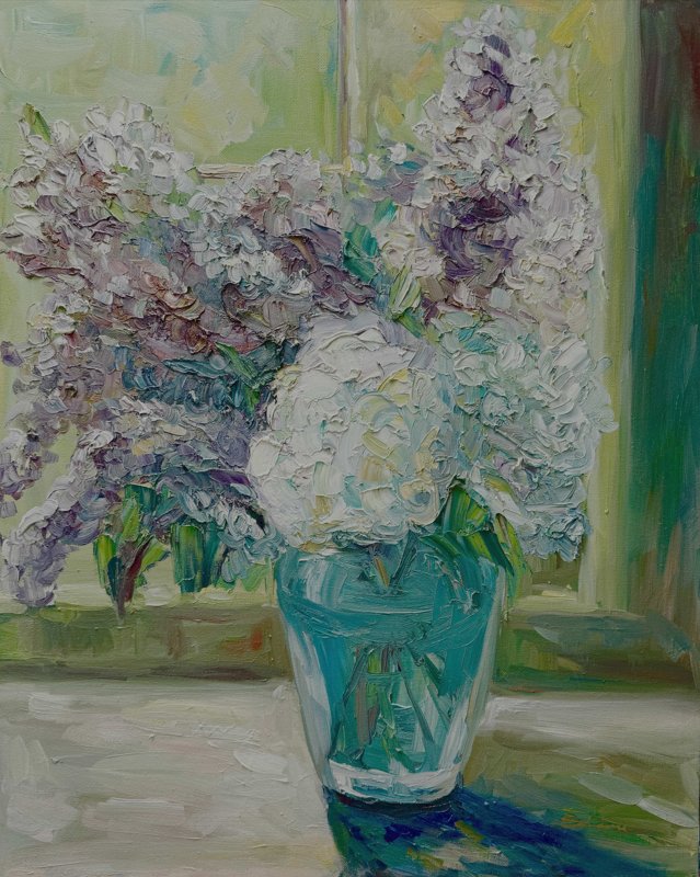 Sunlit Lilacs Oil On Canvas 24X30